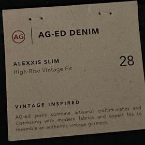 NWT-AG Jeans - Alexis Vintage High-Rise Slim Slim Straight Jean Black